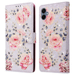 For Samsung Galaxy A08 5G / A08 4G / A07 4G / A06 4G / A06 5G Case RFID Blocking Flower Leather Phone Cover with Wrist Strap