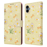 For Samsung Galaxy A08 5G / A08 4G / A07 4G / A06 4G / A06 5G Case RFID Blocking Flower Leather Phone Cover with Wrist Strap