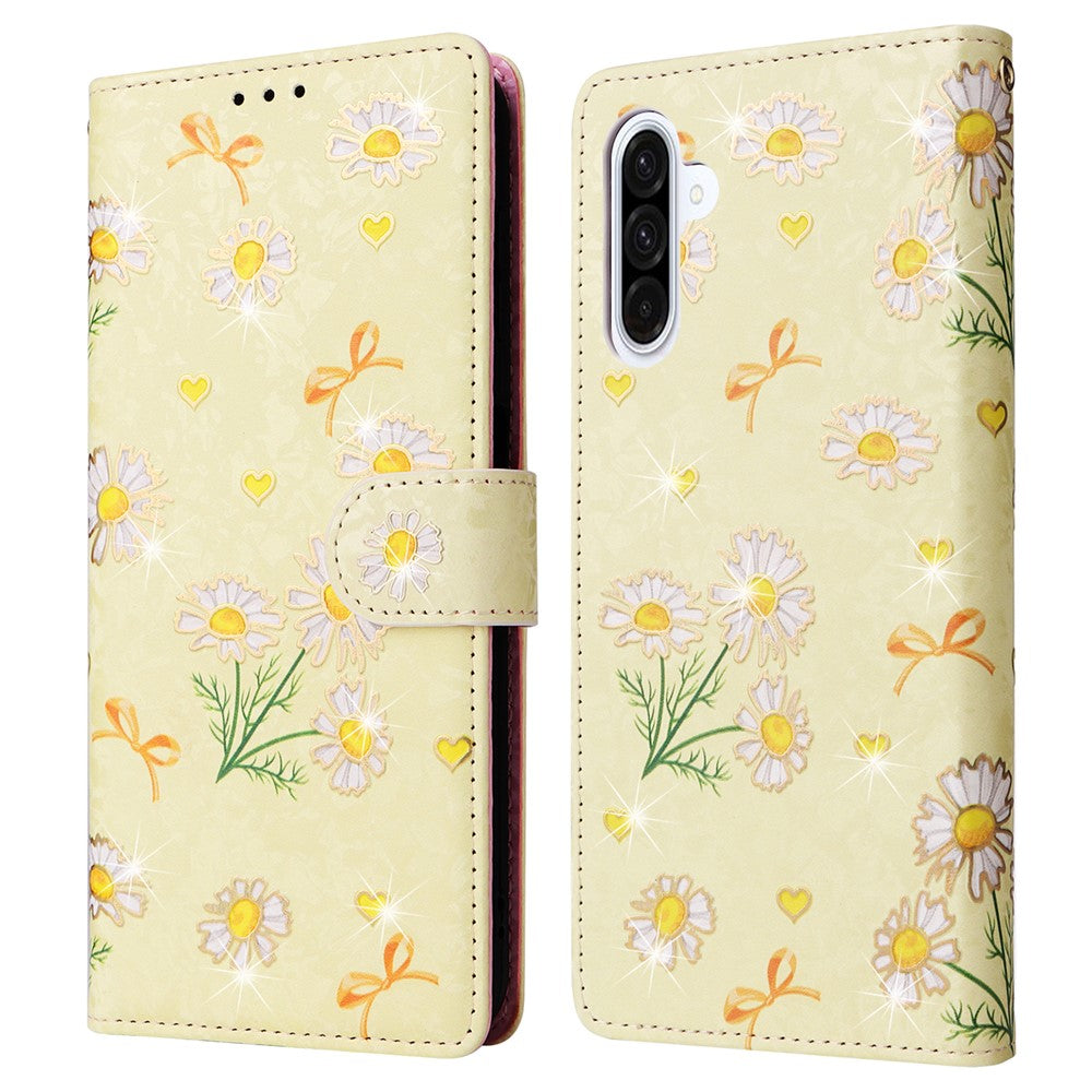 Til Samsung Galaxy A18 5G / A17 5G / A17 4G / A26 5G etui RFID-blokerende blomstret lædertelefoncover med håndrem