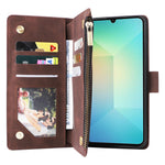 For Samsung Galaxy A08 5G / A08 4G / A07 4G / A06 4G / A06 5G Case Zipper Wallet Multiple Card Slots Leather Phone Cover with Wrist Strap
