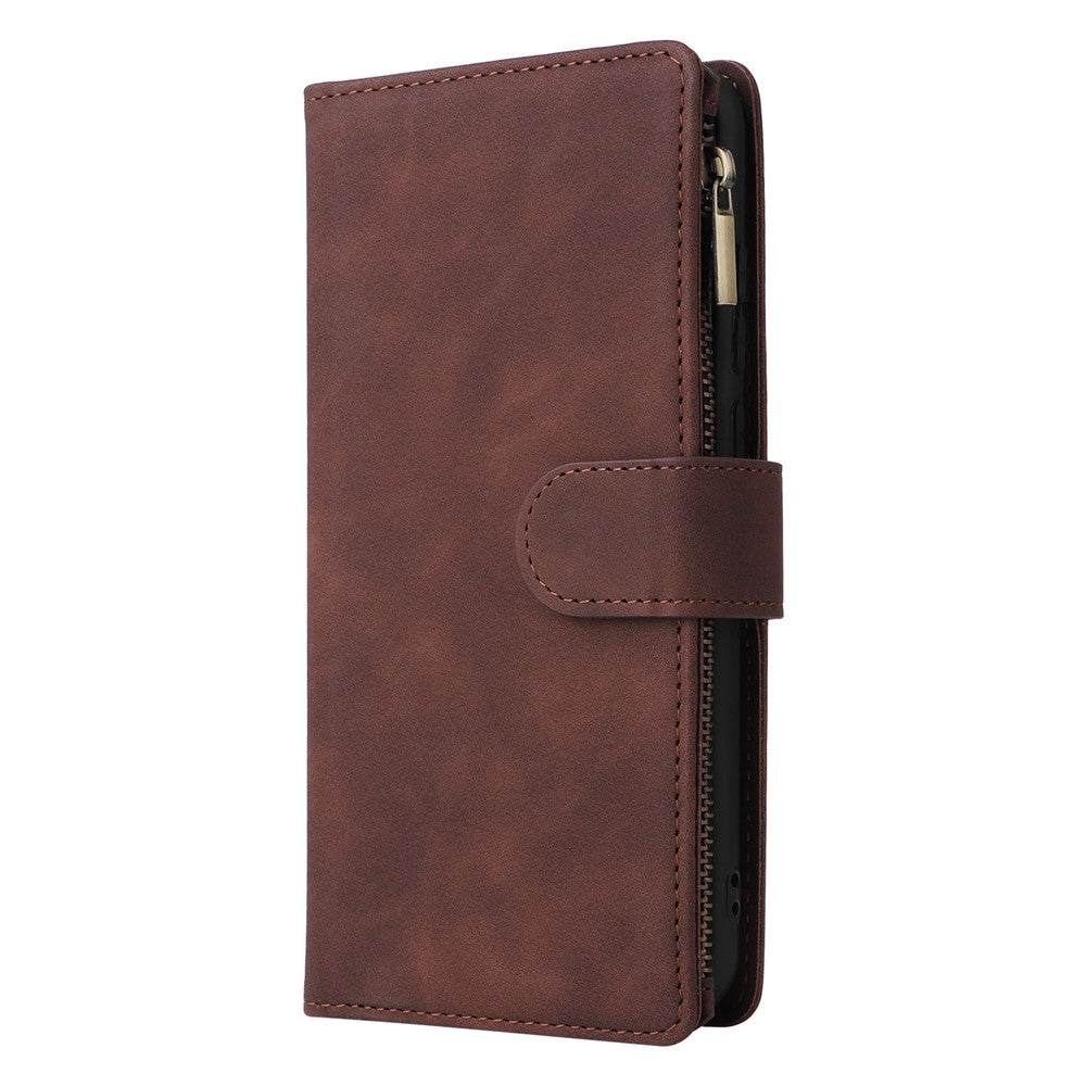 For Samsung Galaxy A08 5G / A08 4G / A07 4G / A06 4G / A06 5G Case Zipper Wallet Multiple Card Slots Leather Phone Cover with Wrist Strap