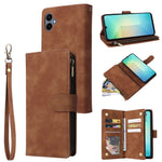 For Samsung Galaxy A08 5G / A08 4G / A07 4G / A06 4G / A06 5G Case Zipper Wallet Multiple Card Slots Leather Phone Cover with Wrist Strap