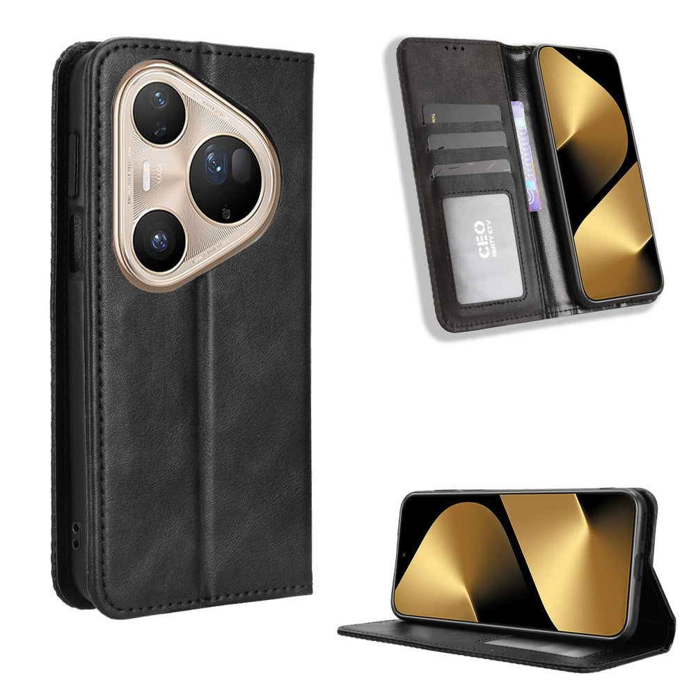 For Huawei Pura 80 Ultra Leather Case Wallet Stand Retro Texture Phone Cover