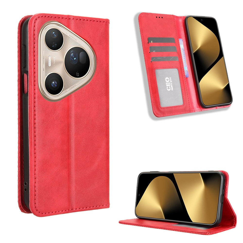 For Huawei Pura 80 Ultra Leather Case Wallet Stand Retro Texture Phone Cover