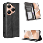 For Huawei Pura 80 Leather Case Wallet Stand Retro Texture Phone Cover