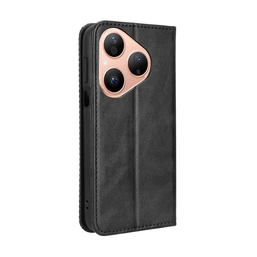 For Huawei Pura 80 Leather Case Wallet Stand Retro Texture Phone Cover
