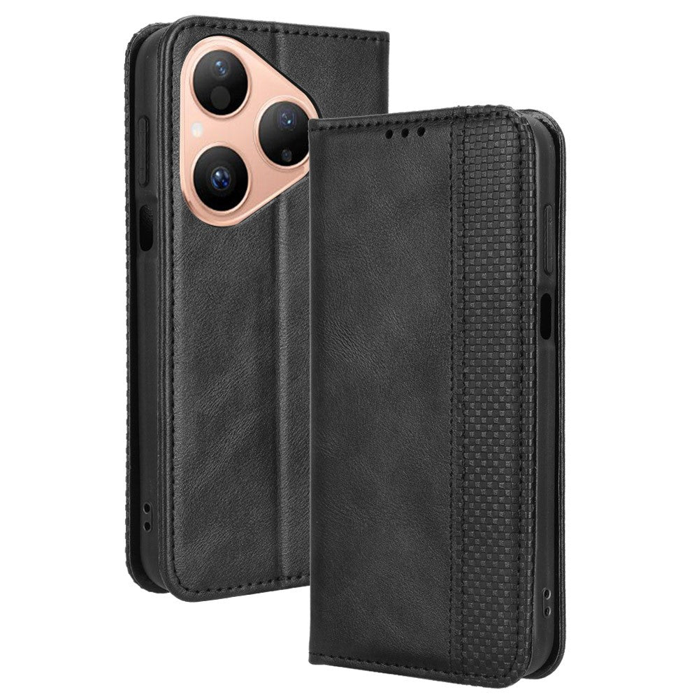 For Huawei Pura 80 Leather Case Wallet Stand Retro Texture Phone Cover