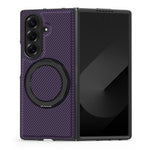 For Samsung Galaxy Z Fold7 5G Magnetic Case Carbon Fiber Texture PU + TPU Kickstand Phone Cover
