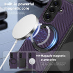 For Samsung Galaxy Z Fold7 5G Magnetic Case Carbon Fiber Texture PU + TPU Kickstand Phone Cover