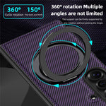 For Samsung Galaxy Z Fold7 5G Magnetic Case Carbon Fiber Texture PU + TPU Kickstand Phone Cover