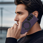 For Samsung Galaxy Z Fold7 5G Magnetic Case Carbon Fiber Texture PU + TPU Kickstand Phone Cover