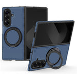 For Samsung Galaxy Z Fold7 5G Magnetic Case Carbon Fiber Texture PU + TPU Kickstand Phone Cover