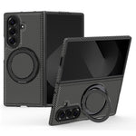 For Samsung Galaxy Z Fold7 5G Magnetic Case Carbon Fiber Texture PU + TPU Kickstand Phone Cover