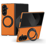 Til Samsung Galaxy Z Fold7 5G etui med ring-kickstand magnetisk etui PU-læder bagcover