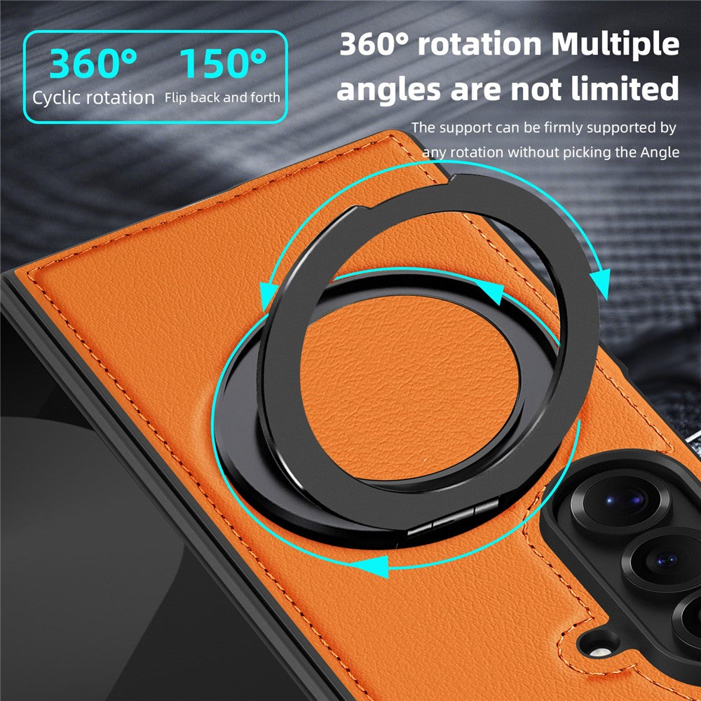 Til Samsung Galaxy Z Fold7 5G etui med ring-kickstand magnetisk etui PU-læder bagcover