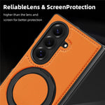 Til Samsung Galaxy Z Fold7 5G etui med ring-kickstand magnetisk etui PU-læder bagcover
