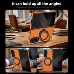 Til Samsung Galaxy Z Fold7 5G etui med ring-kickstand magnetisk etui PU-læder bagcover