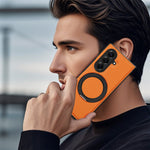 Til Samsung Galaxy Z Fold7 5G etui med ring-kickstand magnetisk etui PU-læder bagcover