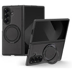 Til Samsung Galaxy Z Fold7 5G etui med ring-kickstand magnetisk etui PU-læder bagcover