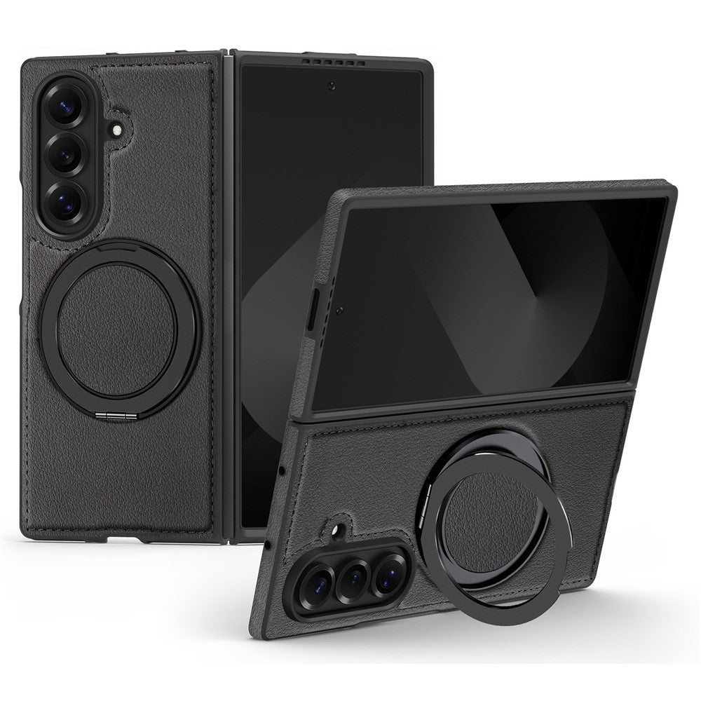 Til Samsung Galaxy Z Fold7 5G etui med ring-kickstand magnetisk etui PU-læder bagcover