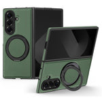 Til Samsung Galaxy Z Fold7 5G etui med ring-kickstand magnetisk etui PU-læder bagcover