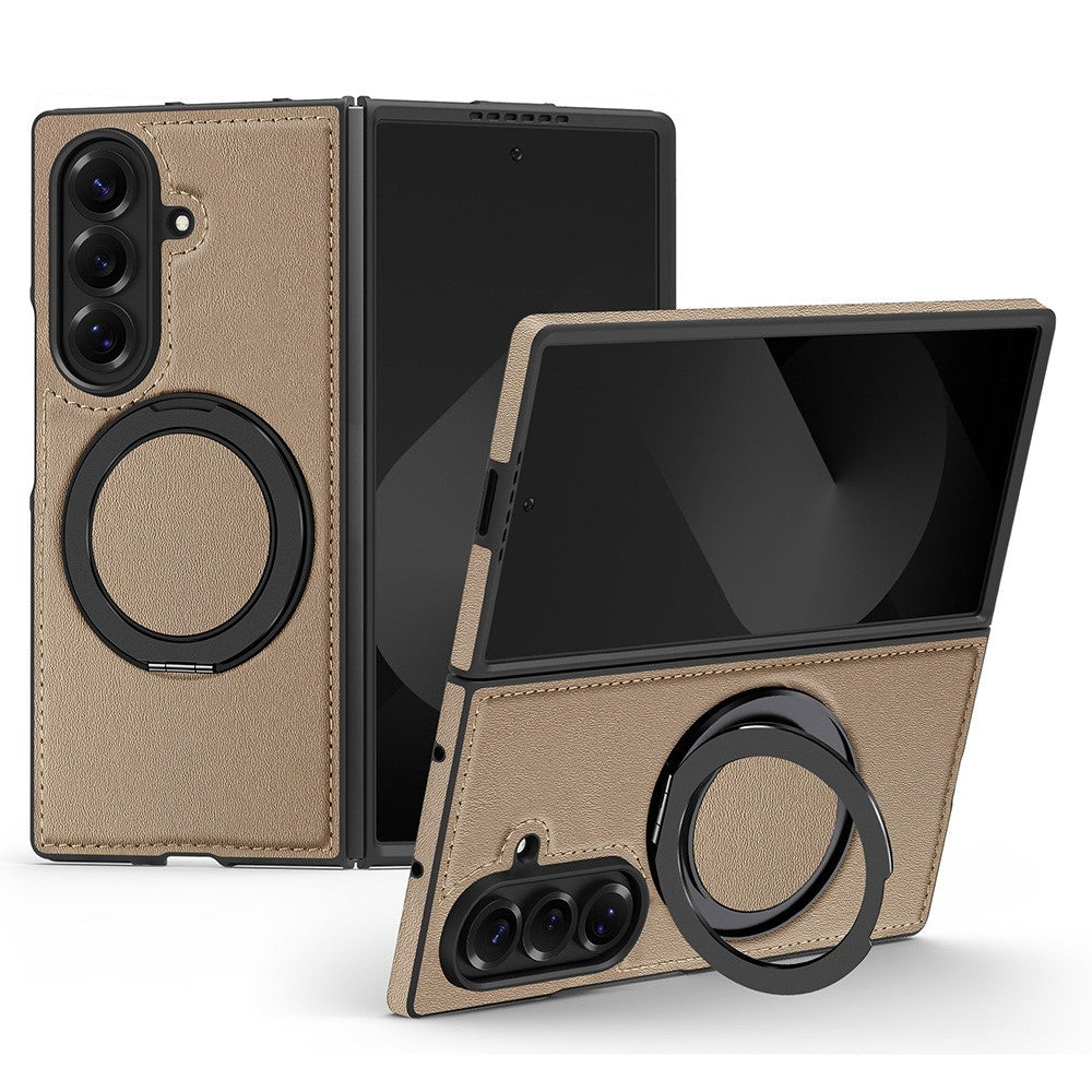 Til Samsung Galaxy Z Fold7 5G etui med ring-kickstand magnetisk etui PU-læder bagcover