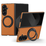 Til Samsung Galaxy Z Fold7 5G etui med ring-kickstand magnetisk etui PU-læder bagcover