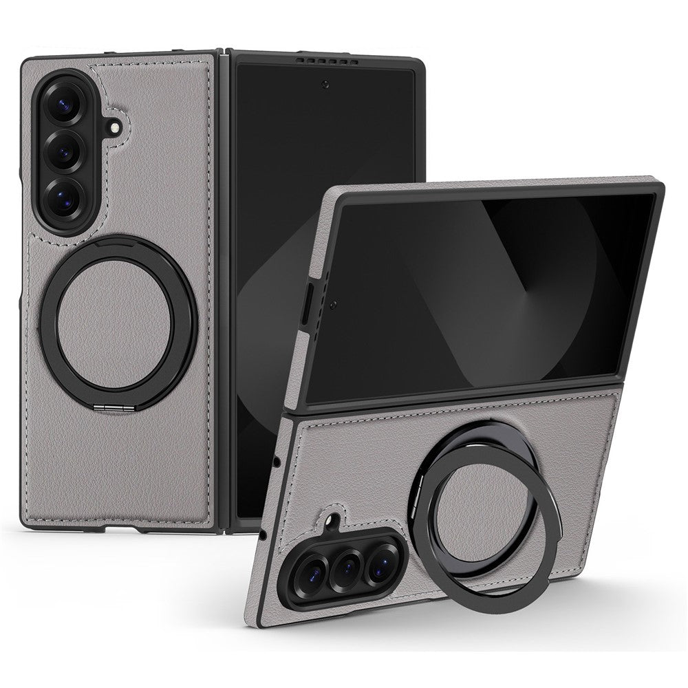 Til Samsung Galaxy Z Fold7 5G etui med ring-kickstand magnetisk etui PU-læder bagcover