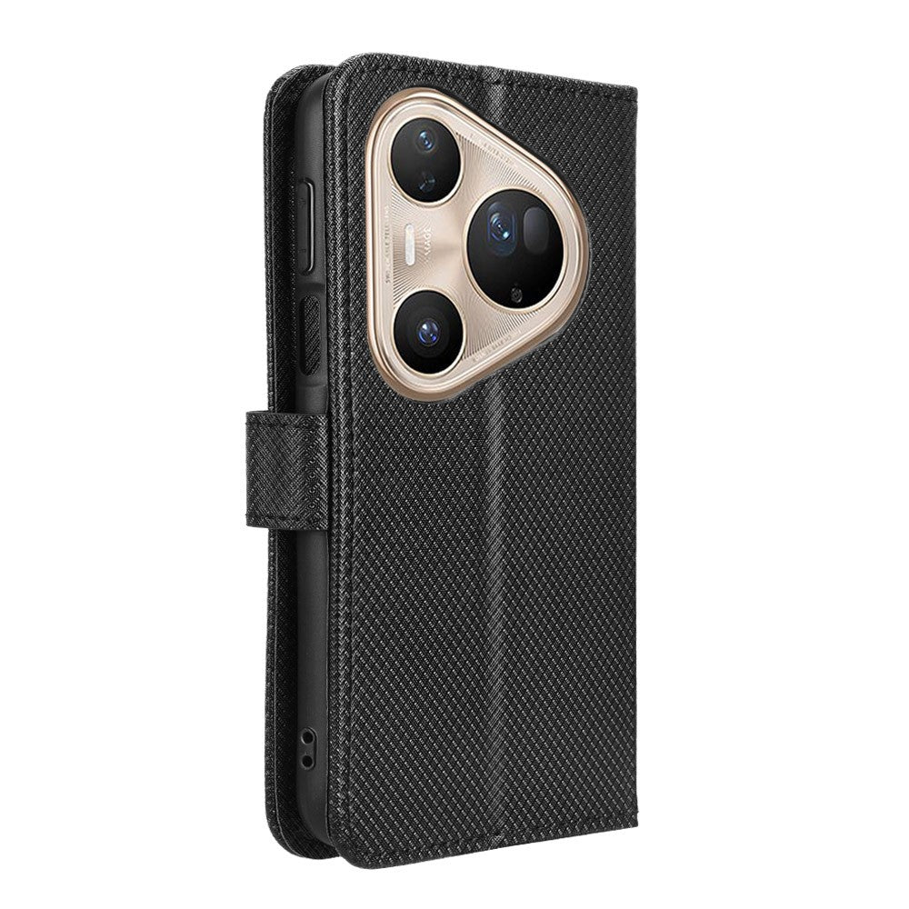 For Huawei Pura 80 Ultra Leather Wallet Case with Strap Diamond Texture Phone Cover