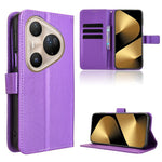 For Huawei Pura 80 Ultra Leather Wallet Case with Strap Diamond Texture Phone Cover