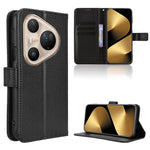 For Huawei Pura 80 Pro+ / Huawei Pura 80 Pro Leather Wallet Case with Strap Diamond Texture Phone Cover