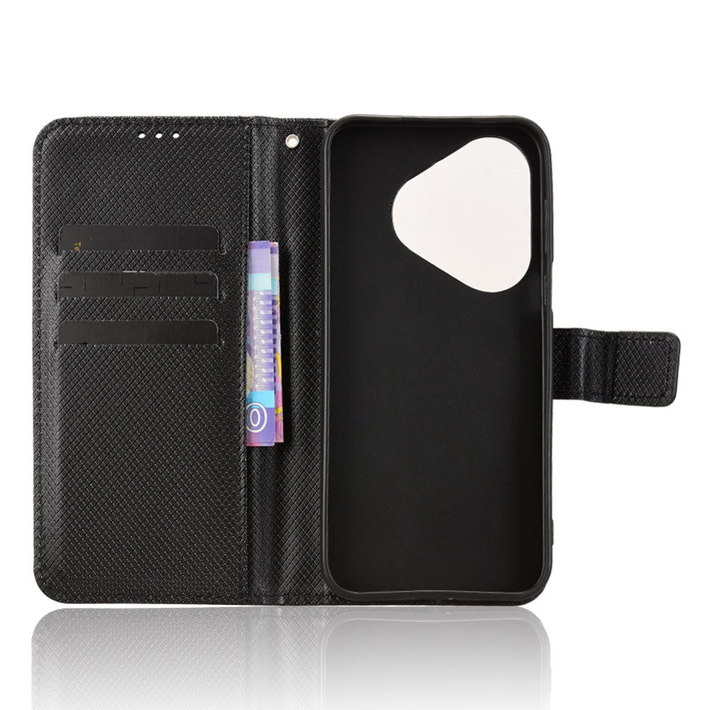 For Huawei Pura 80 Leather Wallet Case with Strap Diamond Texture Phone Cover