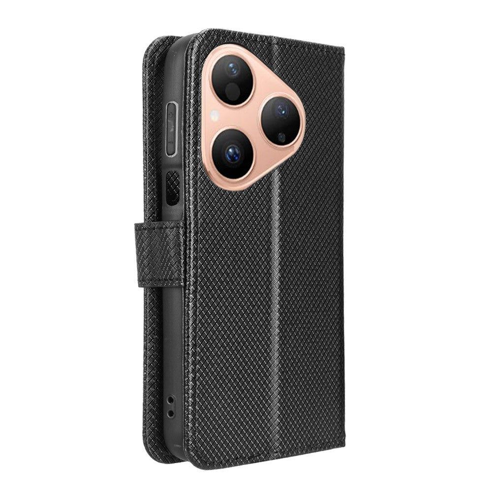 For Huawei Pura 80 Leather Wallet Case with Strap Diamond Texture Phone Cover