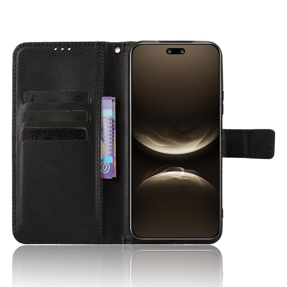 For Huawei nova 14 Ultra 5G Leather Wallet Case with Strap Diamond Texture Phone Cover