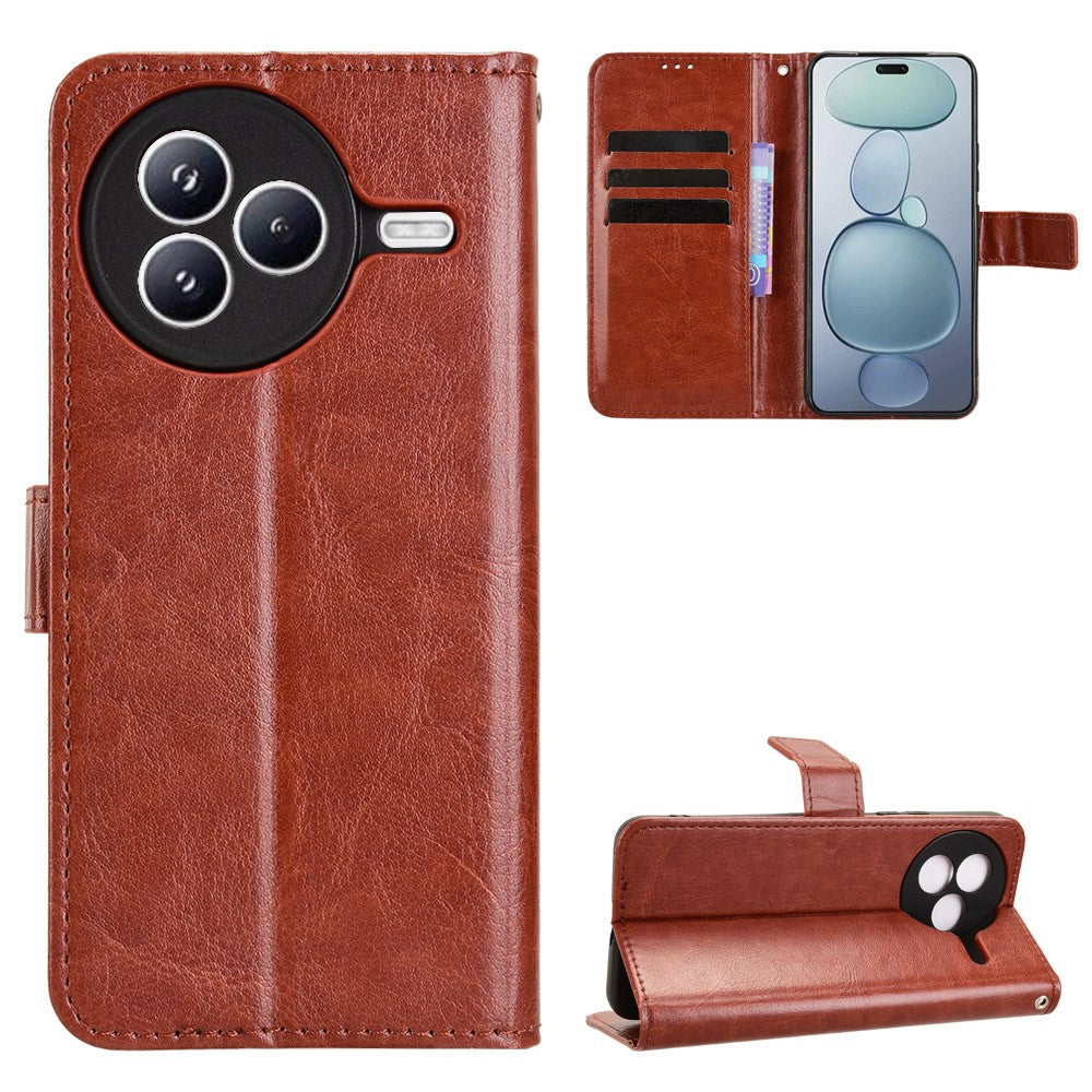Xiaomi Civi 5 Pro 5G PU-läderskal med rem Crazy Horse Texture Phone Wallet Cover