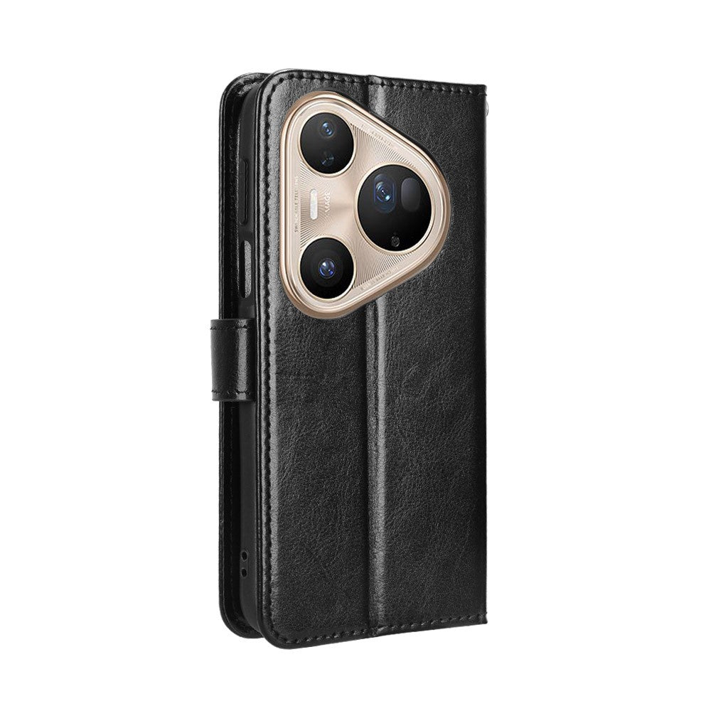 For Huawei Pura 80 Pro+ / Huawei Pura 80 Pro PU Leather Case with Strap Crazy Horse Texture Phone Wallet Cover