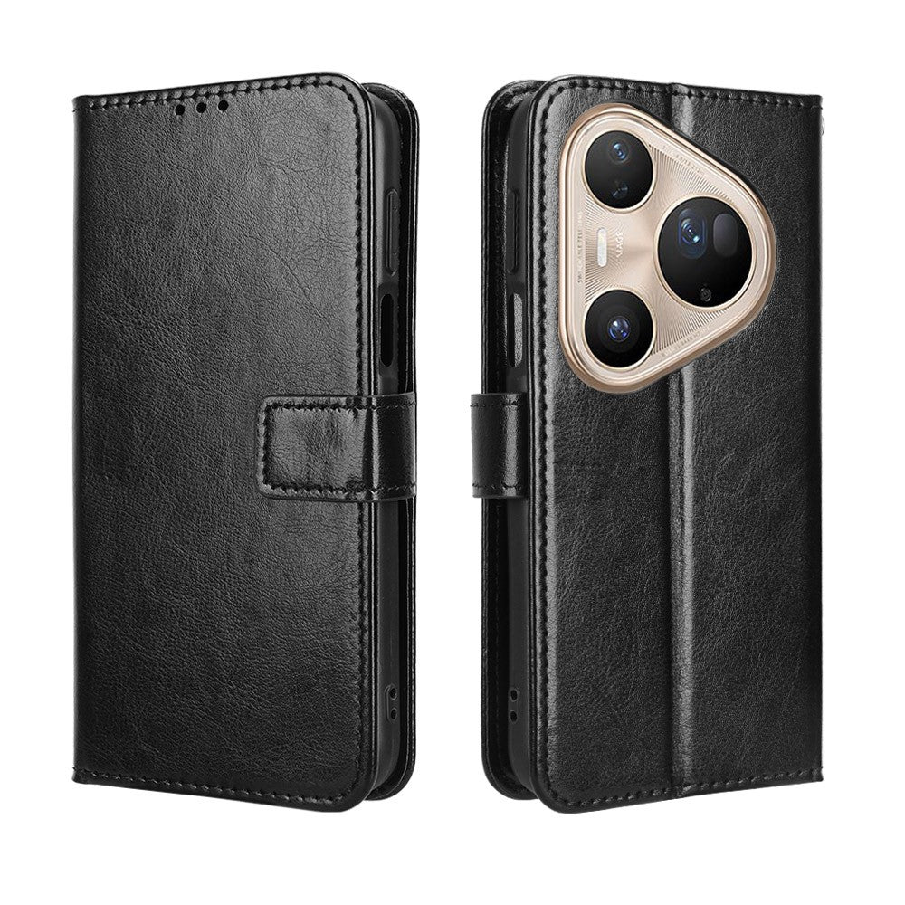 For Huawei Pura 80 Pro+ / Huawei Pura 80 Pro PU Leather Case with Strap Crazy Horse Texture Phone Wallet Cover