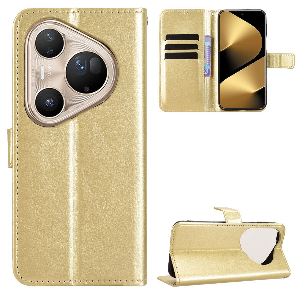 For Huawei Pura 80 Pro+ / Huawei Pura 80 Pro PU Leather Case with Strap Crazy Horse Texture Phone Wallet Cover