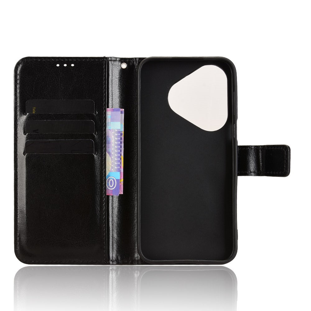 For Huawei Pura 80 PU Leather Case with Strap Crazy Horse Texture Phone Wallet Cover