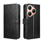 For Huawei Pura 80 PU Leather Case with Strap Crazy Horse Texture Phone Wallet Cover