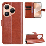 For Huawei Pura 80 PU Leather Case with Strap Crazy Horse Texture Phone Wallet Cover