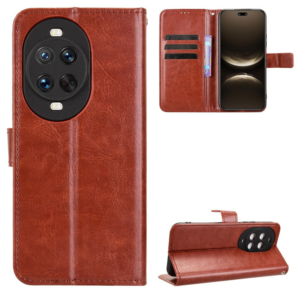 For Huawei nova 14 5G PU Leather Case with Strap Crazy Horse Texture Phone Wallet Cover