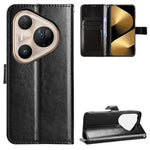 For Huawei Pura 80 Ultra PU Leather Case with Strap Crazy Horse Texture Phone Wallet Cover