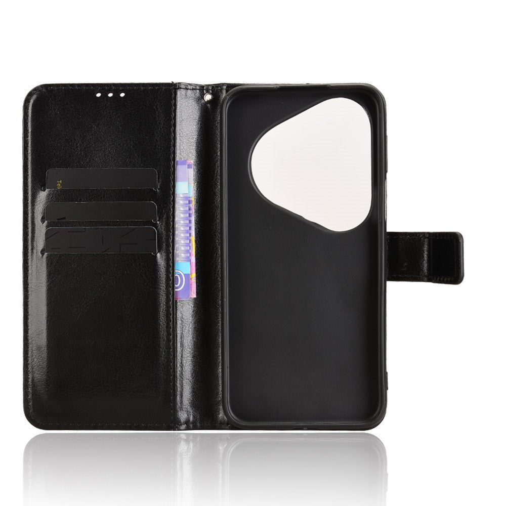 For Huawei Pura 80 Ultra PU Leather Case with Strap Crazy Horse Texture Phone Wallet Cover