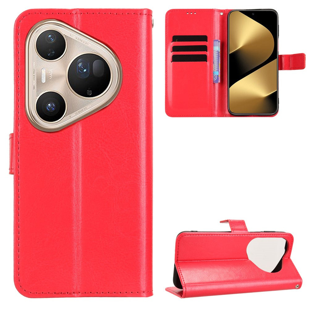For Huawei Pura 80 Ultra PU Leather Case with Strap Crazy Horse Texture Phone Wallet Cover