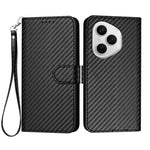 For Honor 400 Pro 5G (Global) Wallet Case with Strap Carbon Fiber Texture Leather Mobile Cover