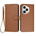 For Honor 400 Pro 5G (Global) Wallet Case with Strap Carbon Fiber Texture Leather Mobile Cover