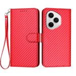 For Honor 400 Pro 5G (Global) Wallet Case with Strap Carbon Fiber Texture Leather Mobile Cover