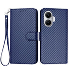 For Xiaomi Poco F7 5G / Redmi Turbo 4 Pro 5G Wallet Case with Strap Carbon Fiber Texture Leather Mobile Cover