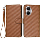 For Xiaomi Poco F7 5G / Redmi Turbo 4 Pro 5G Wallet Case with Strap Carbon Fiber Texture Leather Mobile Cover